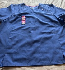 Women  s ScrubStar NWT Relaxed V-neck Heather Electric Blue Scrub Size 2XL 5 