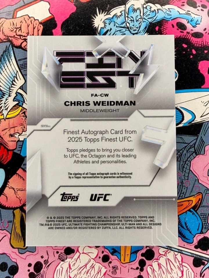 Chris Weidman Auto Black 06/25 FA-CW - 2025 Topps UFC Finest - Image 2 of 2