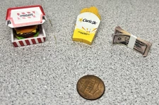 Lot of 3 Mini Brands-Friday's Cheeseburger/Carl's Waffle Fries/Stack $50's(10-2)