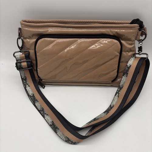 EUC Think Royln Bank Street XL Nude Quilted Patent Crossbody Bag Purse Wallet - Picture 2 of 14