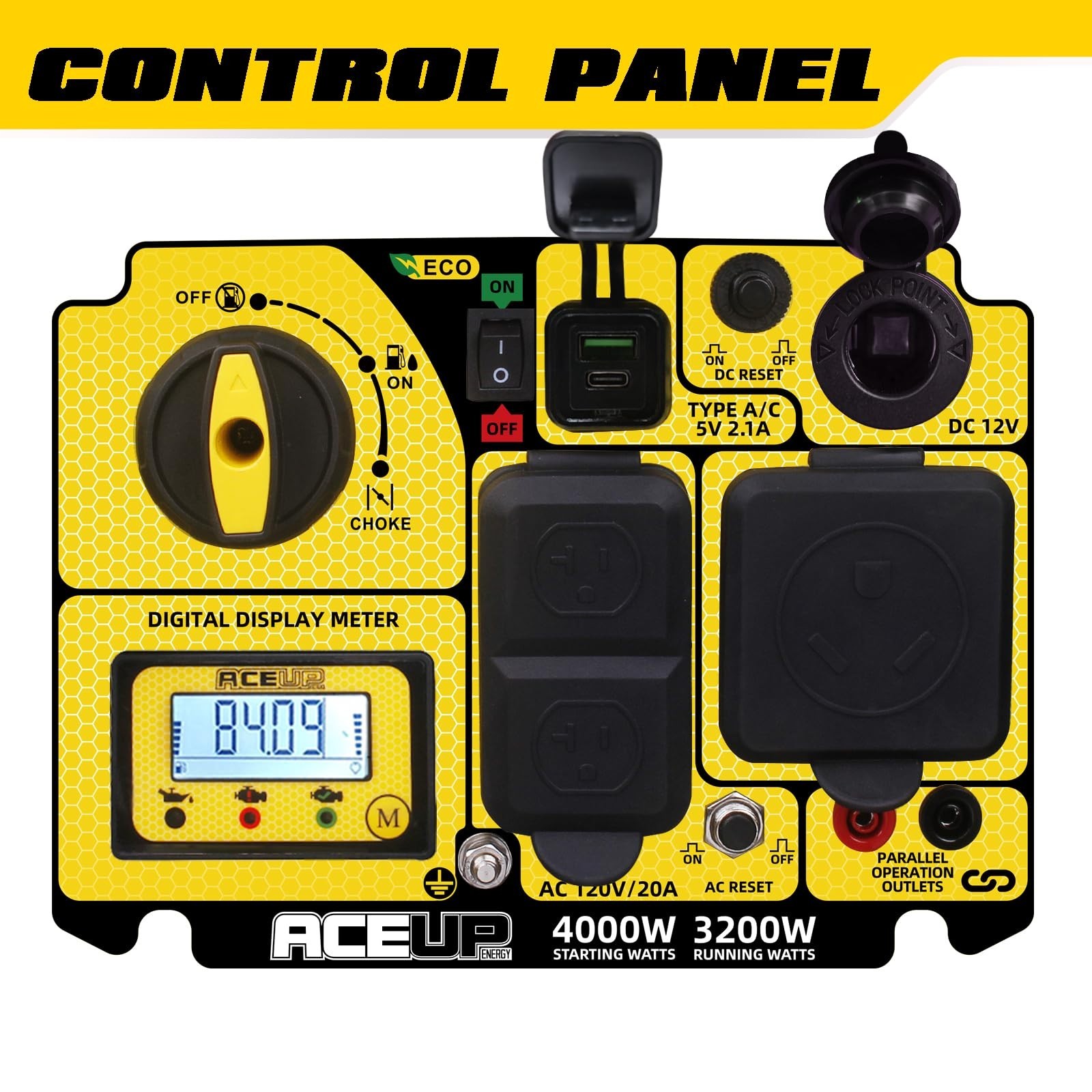 Aceup Energy 4000W Quiet Inverter Generator, RV-Ready EPA Compliant Portable