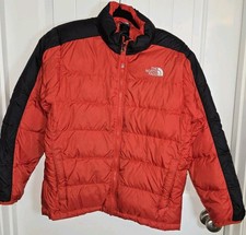 The North Face Jacket Boys Large Red Black Down Puffer 550 Sz 14/16