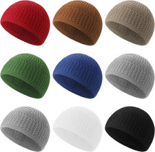 9-Pack Knit Kufi Hats Skull Caps, Unisex Crochet Beanies, Stretch Fit, Set 9pc 