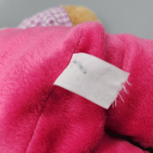 Easter Bunny Rabbit Pink Overalls Plush 14" Vintage Stuffed Animal Blue Eyes Toy - Picture 9 of 9