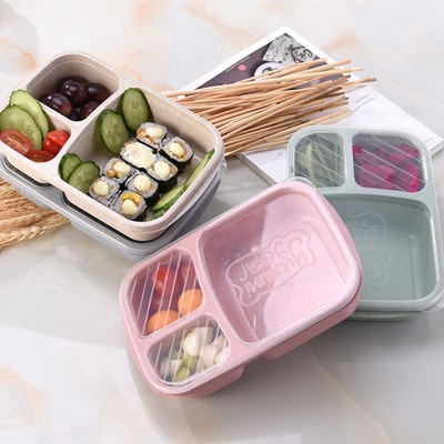Umweltfreundliche Stroh Lunch-Box mit mikrowellengeeignetem Design und drei Abschnitten