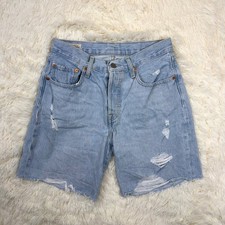 Levi's 501 Original Denim Shorts Women 26 Light Wash Distressed Cutoff