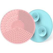 Silicone Makeup Brush Cleaning Mats with Suction Cups, Set of 2, Portable for Tr
