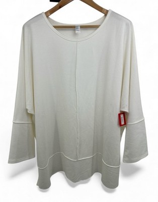 SPANX New 3XL Perfect Length Top Dolman 3/4 Sleeve Sweatshirt in Powder White