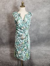 Adrianna Papell Sleeveless Sheath Dress Size 8 Multicolor Ruched Waist V-Neck