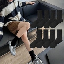 8 Pairs Unisex Crew Socks Black White Mid Calf Sports Casual Socks