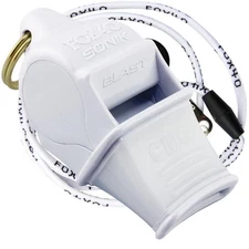 Fox 40 Sonik Blast CMG 3-Chamber Pealess Whistle + Lanyard, White
