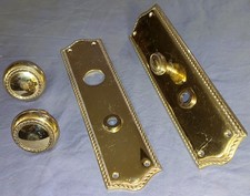 Nice Lot  Baldwin  Solid Brass  Door Hardware  2 Large Door Plates  2 Door Knobs