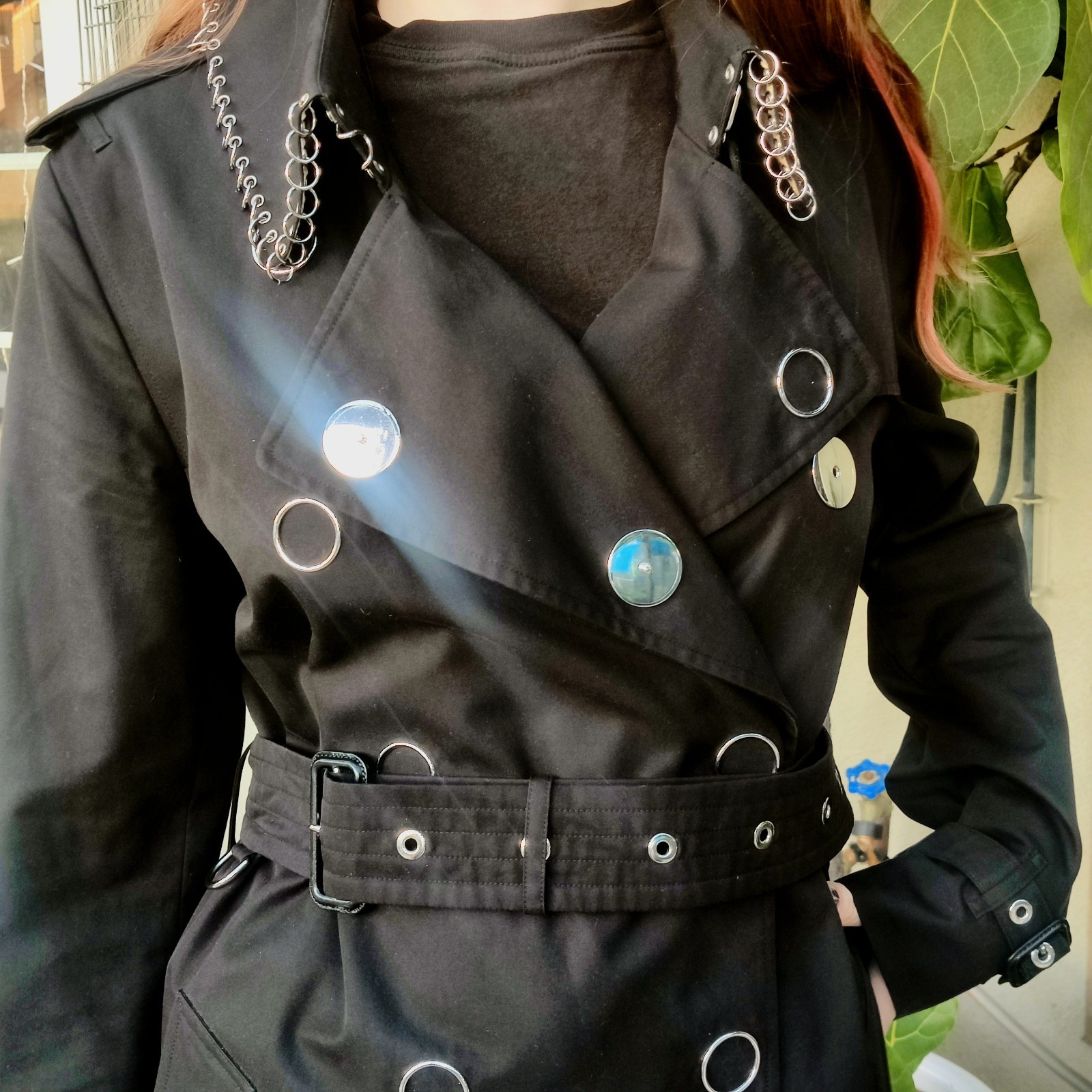 Super Rare Burberry "Ring Pierced"  Kensington Black Gabardine Mid Length Coat 8 image 2