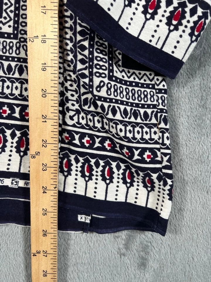 Dosa Embroidered Tunic Womens Size 4 Large Red Black Gold Blouse Bold Print - Image 4 of 4