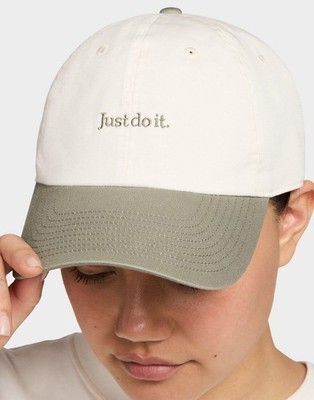 Nike Club Unstructured JDI Cap | Just Do It Hat | Beige White Color Block | M/L