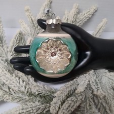 VTG 1950 Shiny Brite Double Sided Star Indent Mercury Glass Ornament Made In USA
