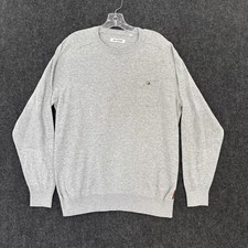 Ben Sherman Sweater Men's Large Gray Crewneck Chest Pocket Raglan Pullover