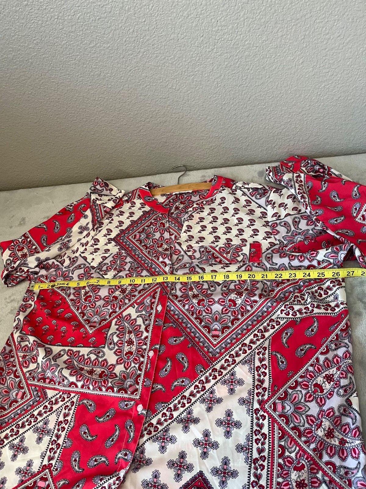 Calvin Klein Roll Sleeve V Neck Button Down Women’s PLUS Size Paisley L/S Blouse thumbnail 6