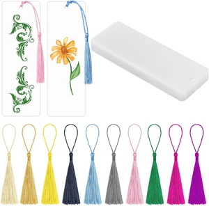 50 Clear Bookmark Blanks with Colorful Tassels, Rectangle Bookmarks Bulk for DIY - Picture 1 of 12