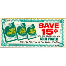 Cold Power Cold Water Laundry Detergent 1960s Original Retro Coupon STK3-ZC1