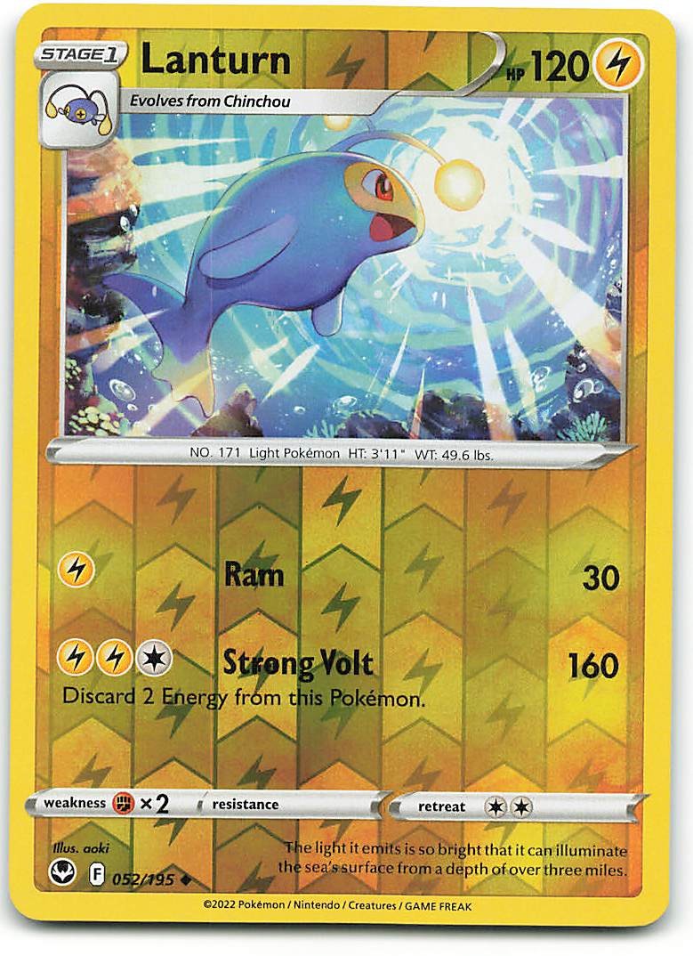 Lanturn 052/195 Uncommon Silver Tempest Pokemon Reverse Holo