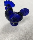 Vintage Cobalt Blue Depression Style Glass Rooster Candy Dish 8.5" Tall