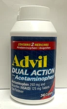 Advil Dual Action Acetaminophen 250 mg&Ibuprofen 125 mg, 240 Caplets, Exp: 01/28