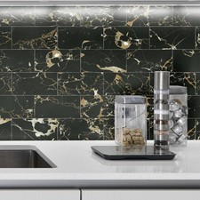16-Pack Peel and Stick Backsplash Marble Wall Tiles, Waterproof 4" x 8" Gloss...