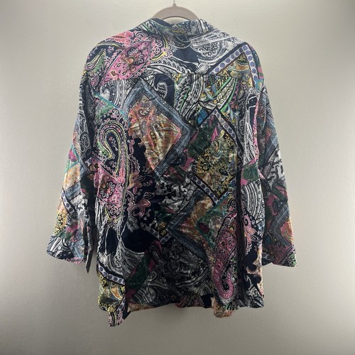 Lauren Ralph Lauren LRL Shirt Womens 3X Multicolor Patchwork Paisley 3/4 Sleeve - Picture 2 of 5