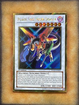 Yugioh Power Tool Mecha Dragon PGLD-EN005 Gold Secret Rare 1st Ed NM