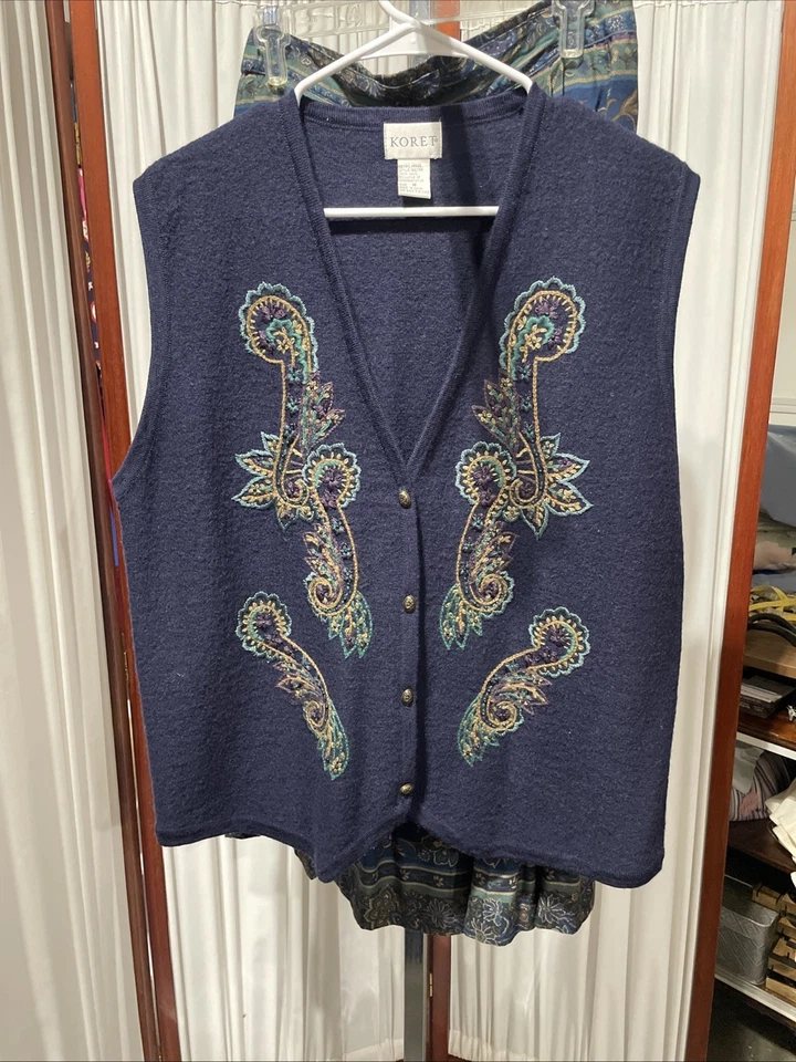 Koret Coordinating Midi Skirt & Wool Vest Size M 14 Cottage Granny Country Core - Image 2 of 4