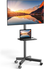 Rolling TV Stand Cart For 23 65 Inch TVs Mobile Shelf Max VESA 400x400
