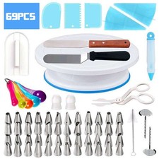 Cake Decorating Kit – Turntable, Piping Nozzles, Pastry Bags, Icing Smoothers