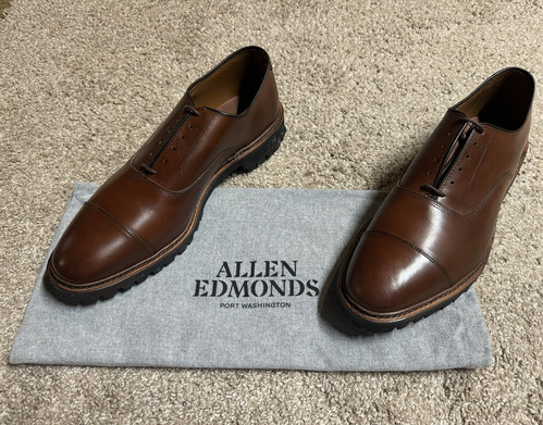 Allen Edmonds Men’s Park Avenue Cap-Toe Oxfords - Lug Soles - Chili - Size 11.5D - Picture 1 of 8