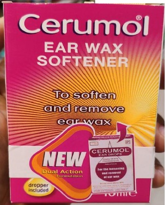 NEW CERUMOL EAR DROPS WAX SOFTENER, WAX REMOVER CLEANSING WASH & CLEAR