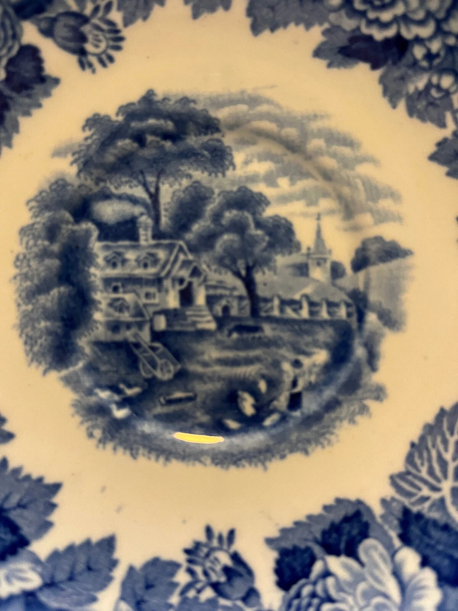 Enoch Wood & Sons Woods Ware English Scenery Blue Saucer 5.75