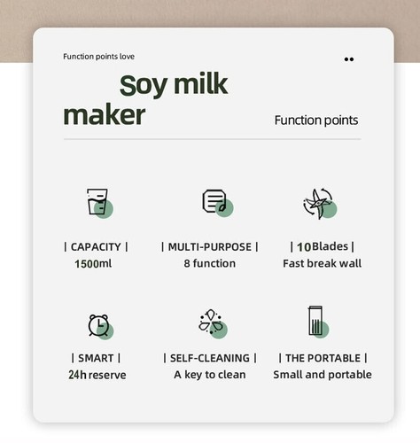 1.5L Soybean Milk Machine Juicer Blender Nut Soy Milk Maker Automatic Heating - Picture 7 of 12