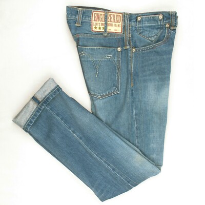 LEVI'S ENGINEERED 17001 Herren Denim Faded Stonewashed Straight Jeans W29 L34