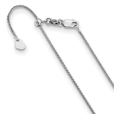 Real 10kt White Gold Adjustable 1mm Wheat Chain; 22 inch; Lobster Clasp