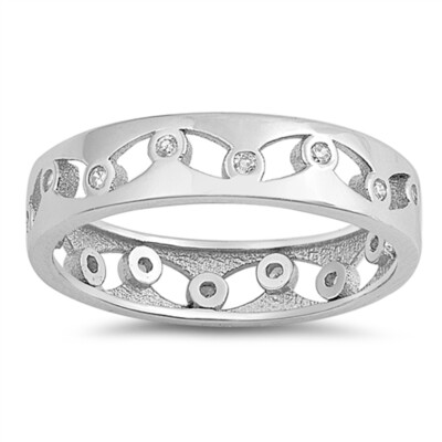 Eternity Cutout Star Unique Ring New .925 Sterling Silver Band - Foto 5