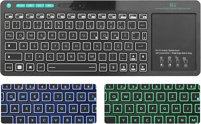 Rii Bluetooth 5.0 Smart TV Tastatur Touchpad LED Beleuchtung QWERTZ Schwarz