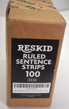 Reskid Ruled Sentence Strips Thick Paper 80lb Cardstock 3 x 24" White 100 Pack