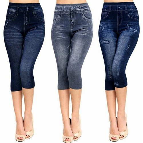 Ladies Womens Stretchy Denim Look Plus 