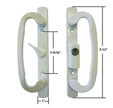 Sliding Glass Patio Door Handle Set, Mortise Type, A-Position, Keyed, White
