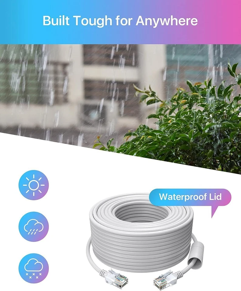 Cable de red Ethernet Cat5e de alta velocidad ZOSI 60 pies 100 pies 150 pies cable RJ45 POE Foto 4 de 4