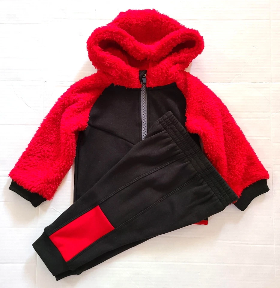 Athletic Works Baby Boys’ Faux Sherpa Hoodie and Pants Set 2-Piece Size 12 Month - Image 2 of 4