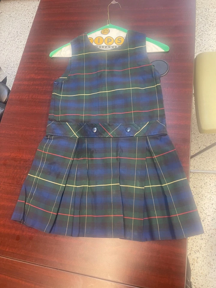 Niñas Uniforme Escolar Jerséis - Tradicional Azul, Verde, Rojo y Amarillo Cuadros Foto 2 de 3