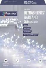 288 LED Garland Lights Silver Wire White LED UltraBrights Christmas Lights