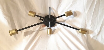 Living District LD8003W24BK Axel 5 Light 25 inch Black and Brass Wall Sconce 