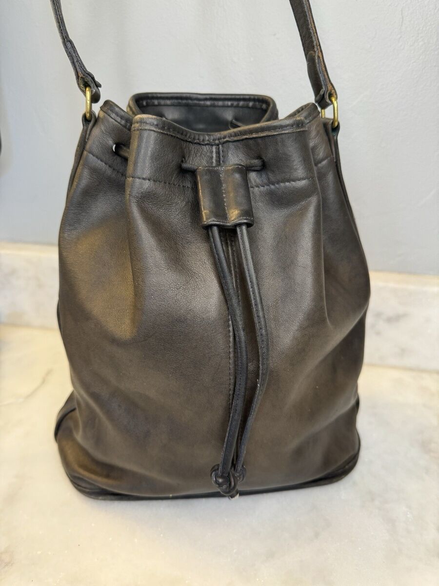 Vintage Coach Drawstring Bucket Bag Blue/Black Made in USA Vintage Coach Drawstring Bucket Bag Blue/Black Made in USA